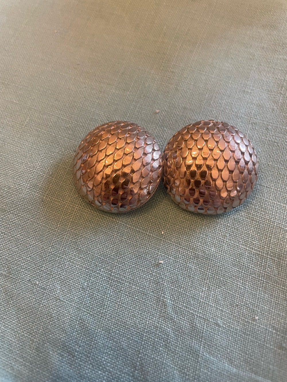 Whiting and Davis Honeycomb earrings.  clip back with name stamp